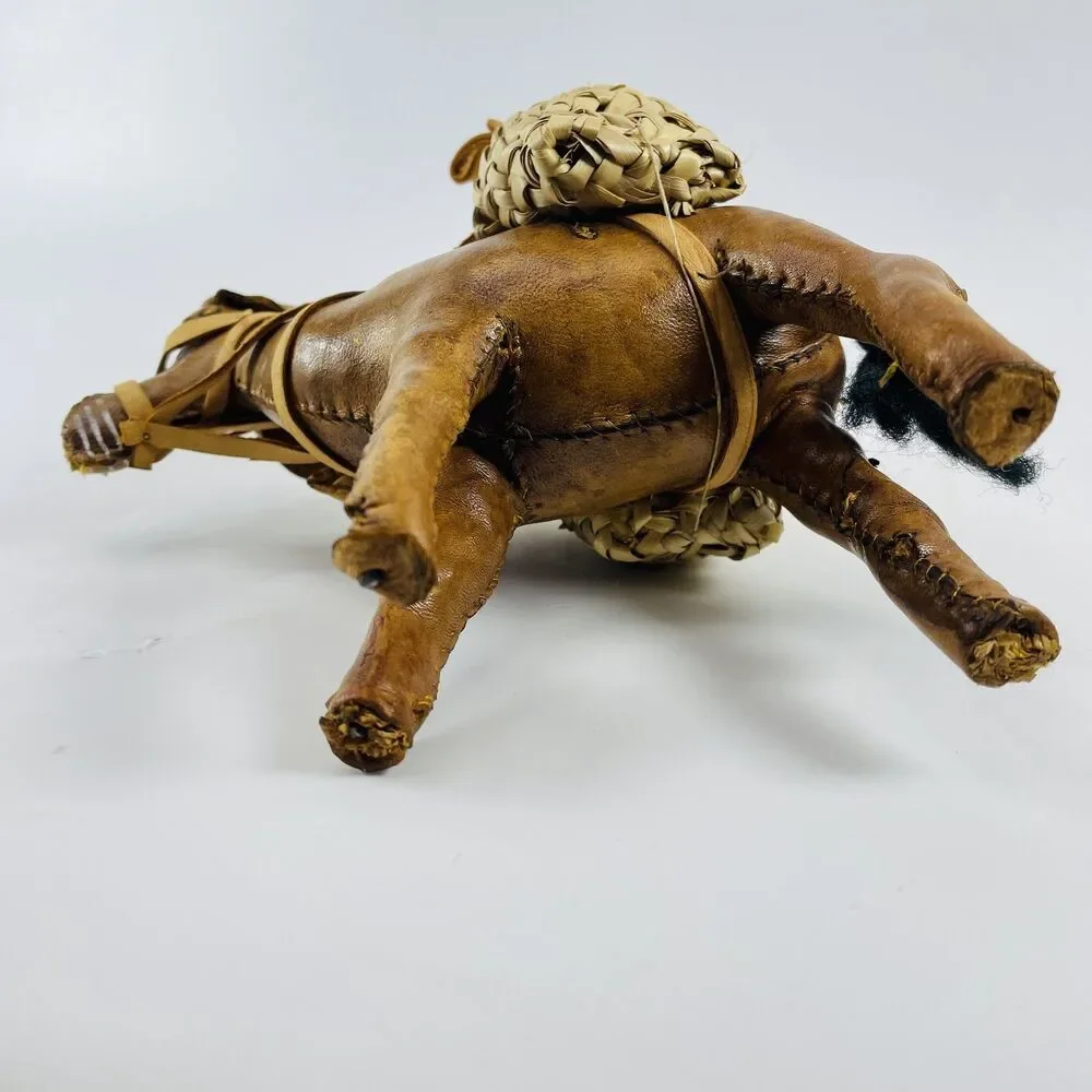 Vintage Handmade Rider Doll w Basket on Leather Horse Donkey 9